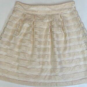 Ann Taylor Skirt Womens Size 4 Ivory Striped A-Line Mini Skater Lined